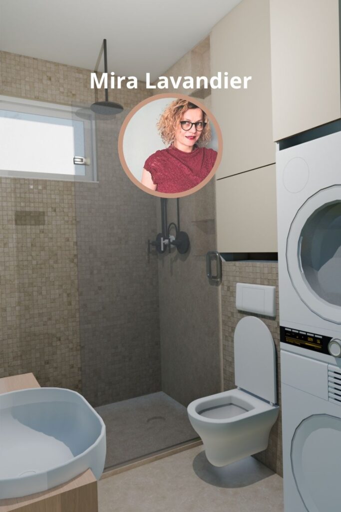 Une rénovation d'appartement familial avec une petite salle de bain avec lave linge