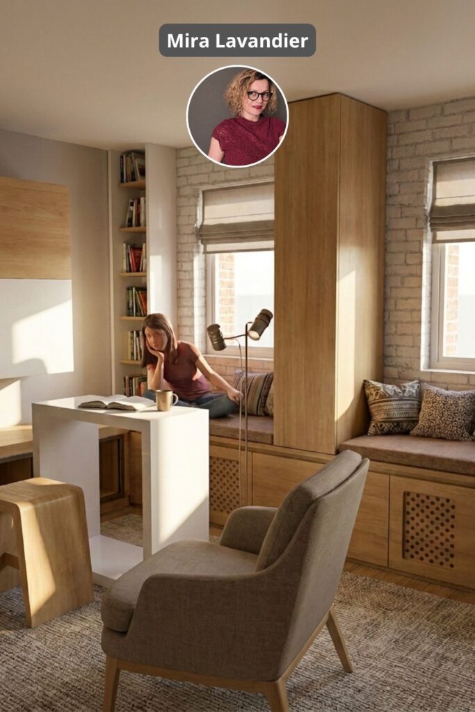 amenagement de petit salon dans un immeuble ancien avec mur en brique